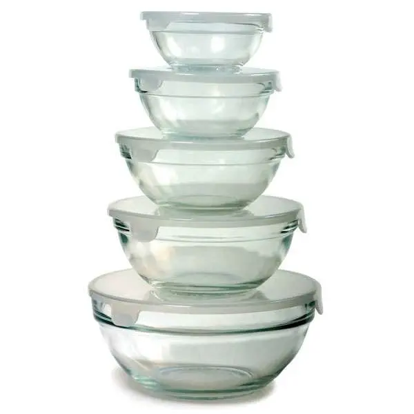 Norpro 10-Piece Stackable Glass Mixing Bowl Set With Airtight Lids 1